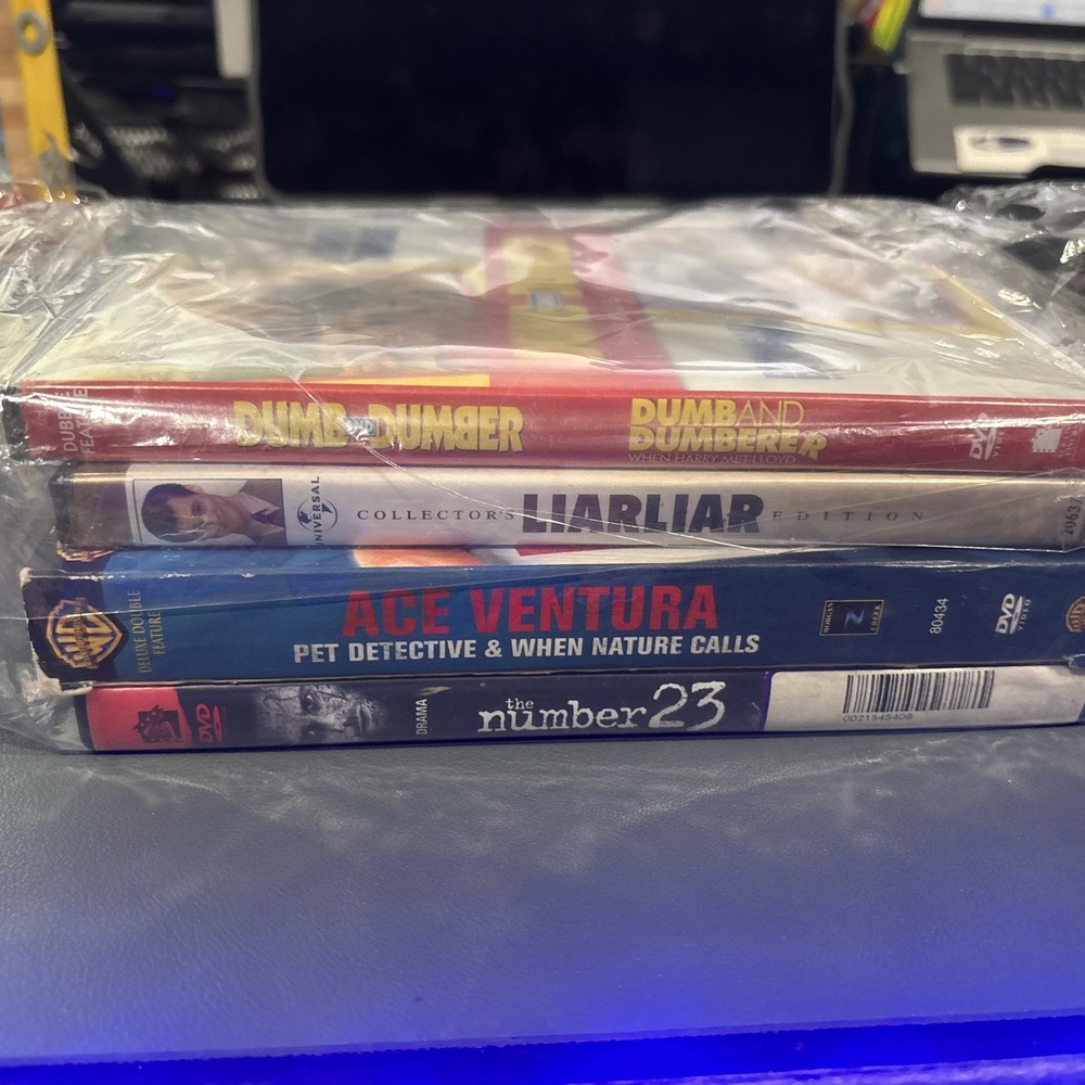 Jim Carrey DVD Lot Ace Ventura 1 & 2, Liar Liar, Dumb and Dumber 1 & 2, Used